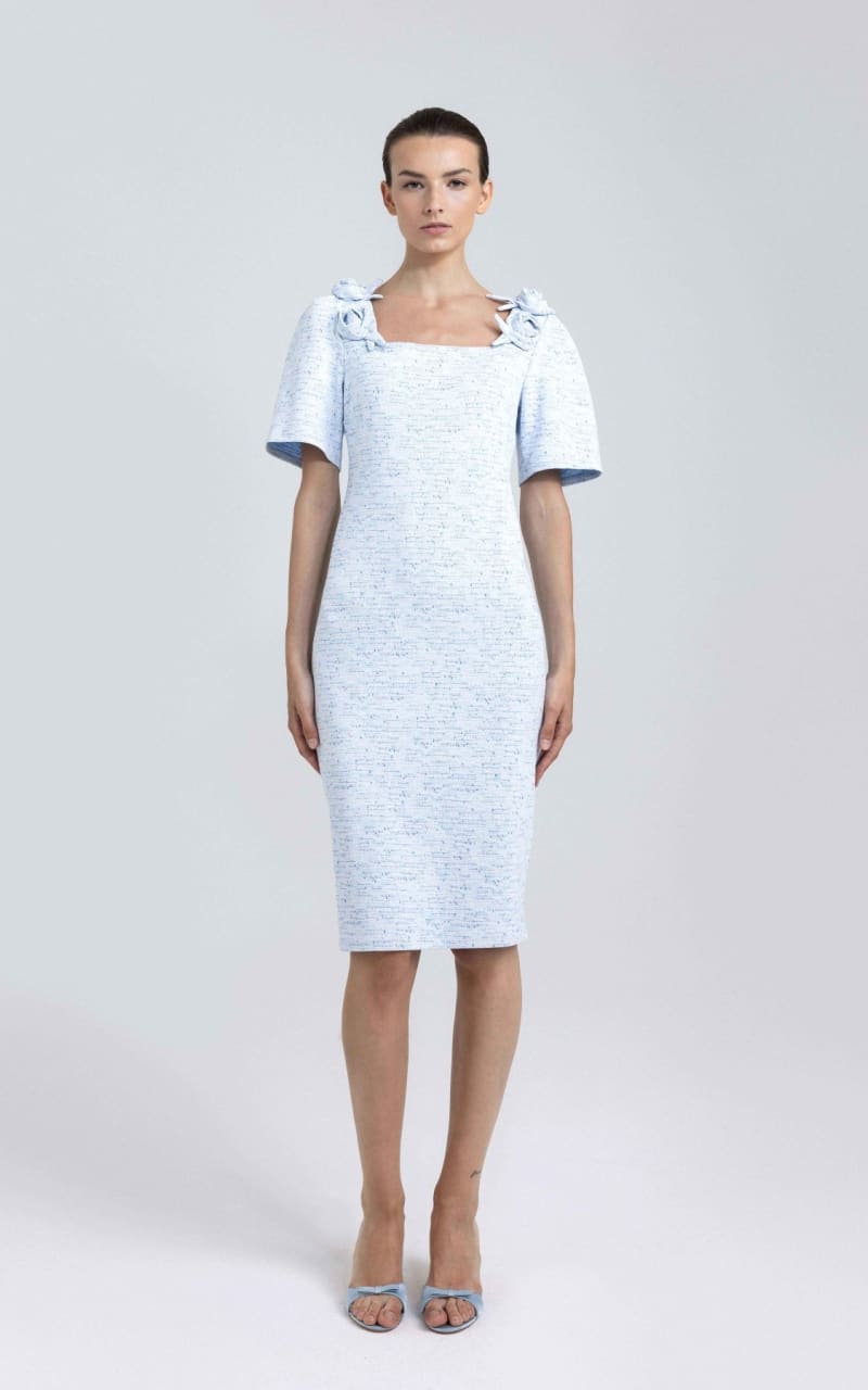 Nadya Toto- Elsa Jacquard Knit Dress in Blue - DRESS