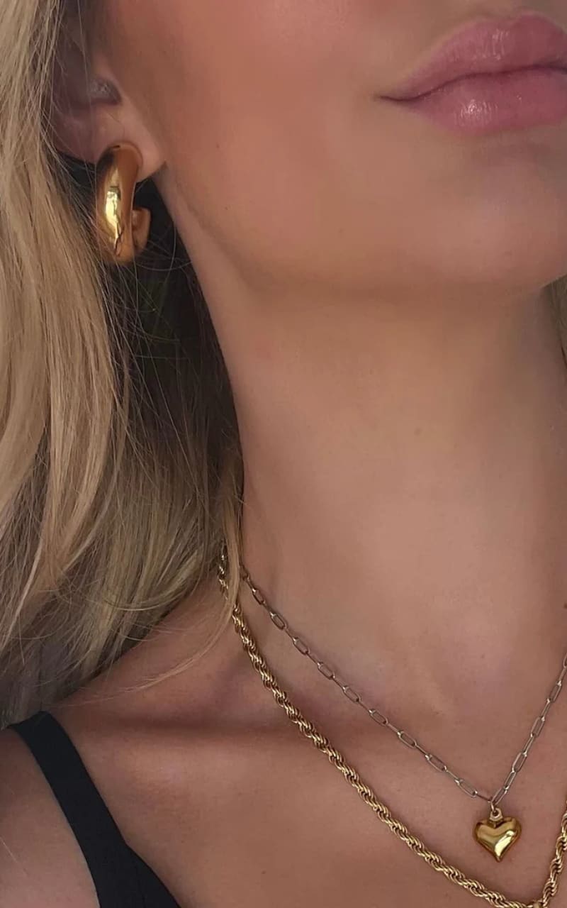 Namaste- Chunky Heart Necklace with Gold - Silver - jewelry