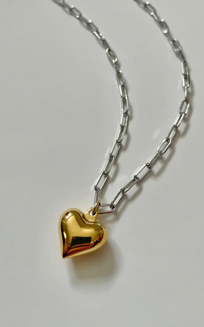 Namaste- Chunky Heart Necklace with Gold - Silver - jewelry
