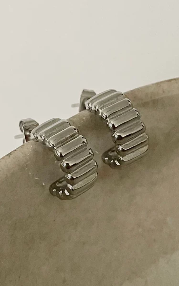 Namaste- Mini Emma Ribbed Earrings - Silver - jewelry