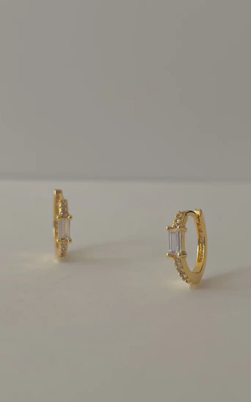 Namaste- Sia Stone Gold Huggies with White Zirconia