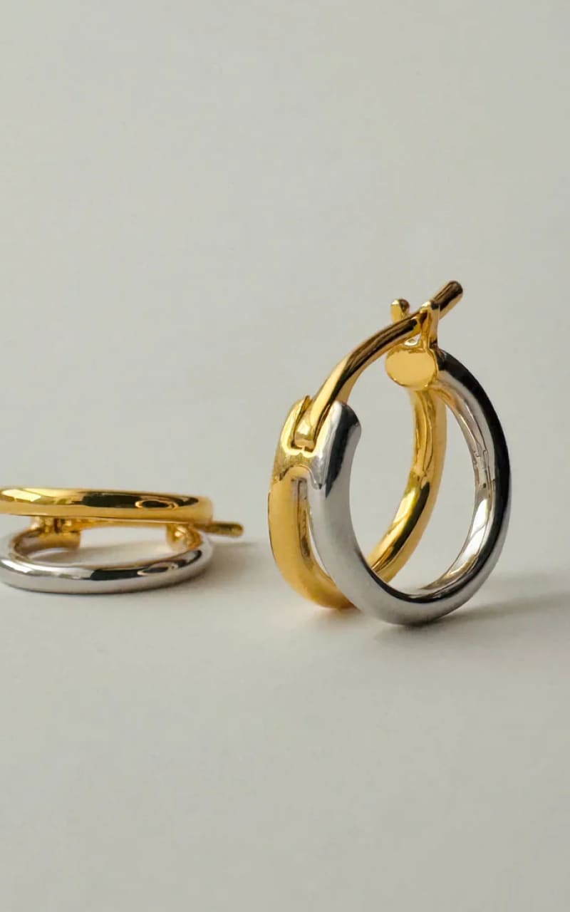 Namaste- Sonia Two Tone Huggies - jewelry