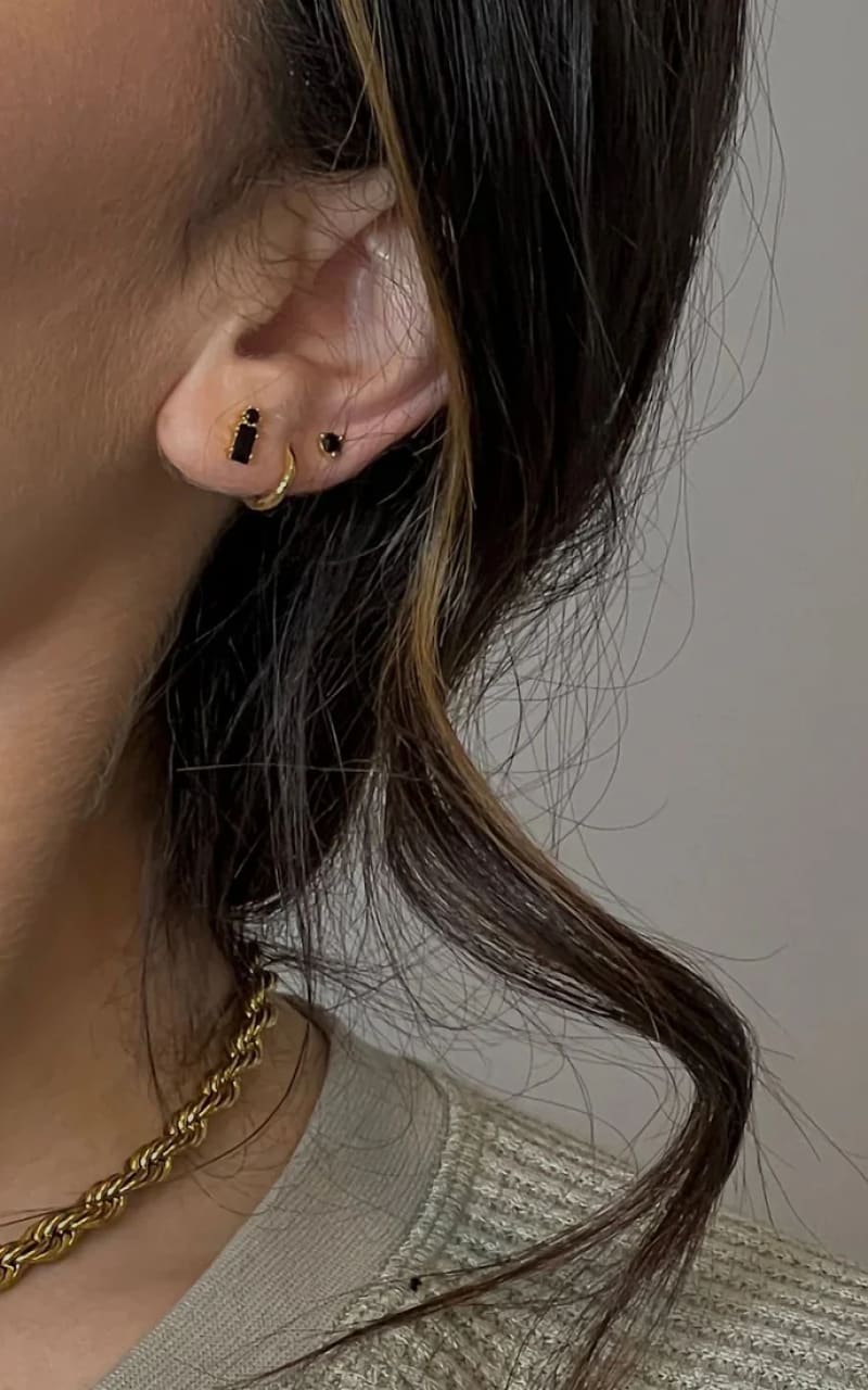 Namaste- Stone Studs in Black - jewelry