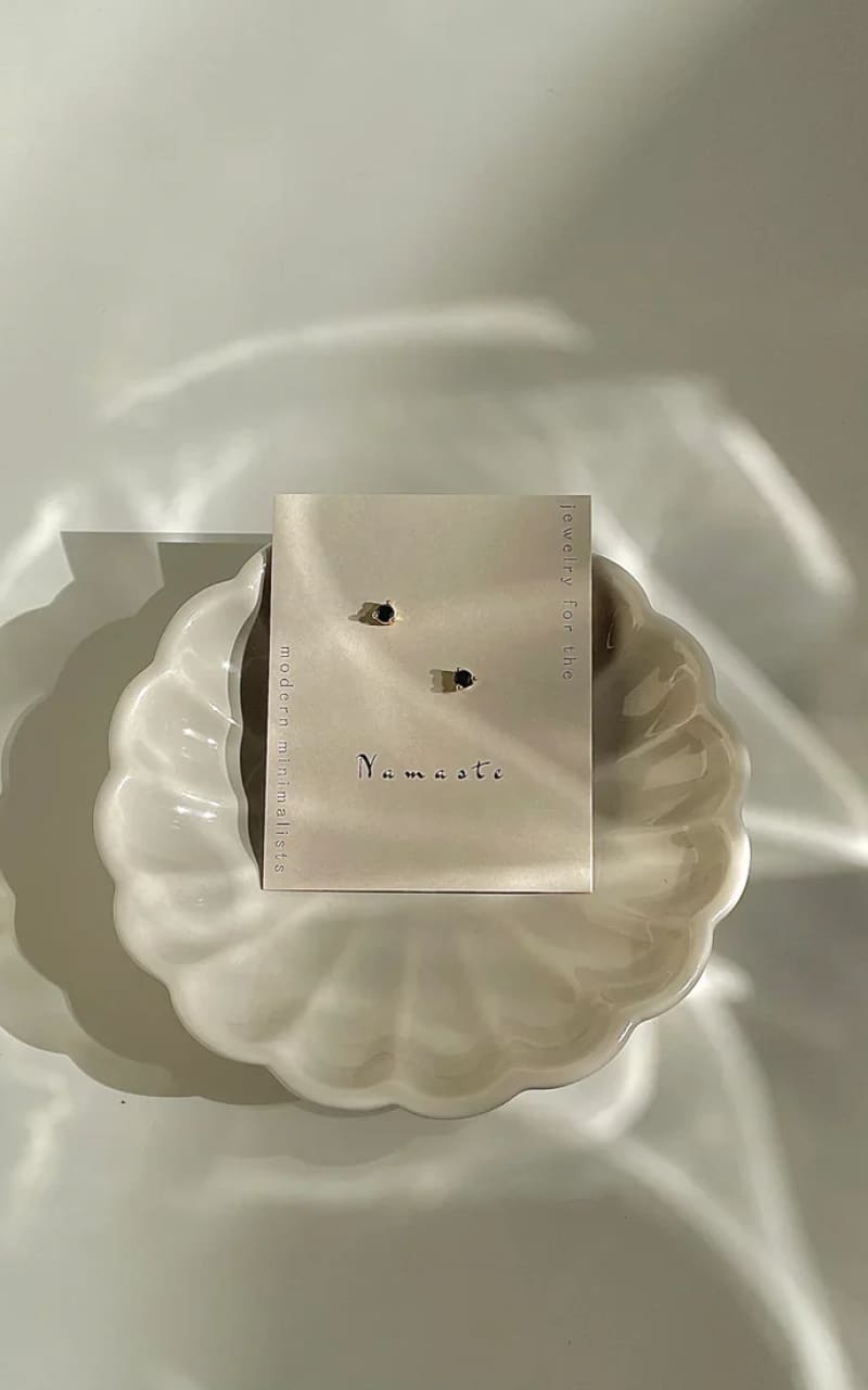 Namaste- Stone Studs in Black - jewelry