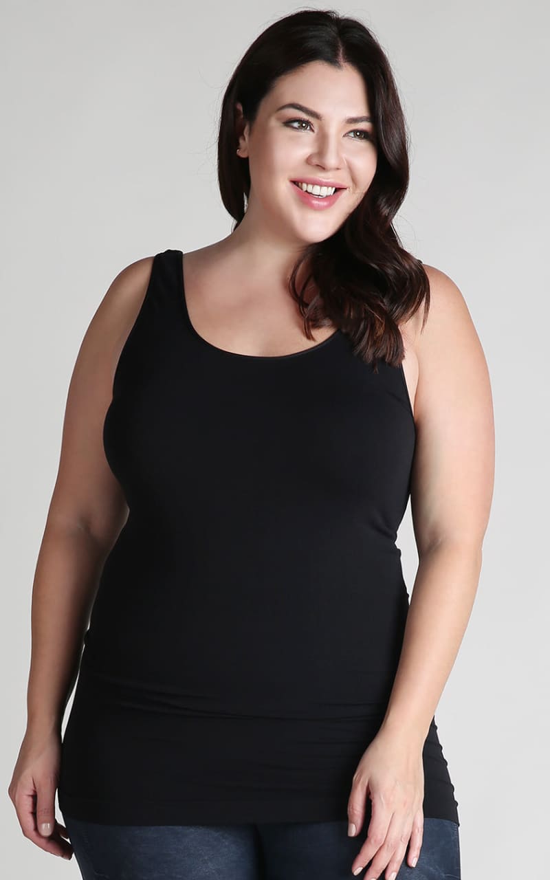 Niki Biki- Plus Size Signature Jersey Tank Top - Black -