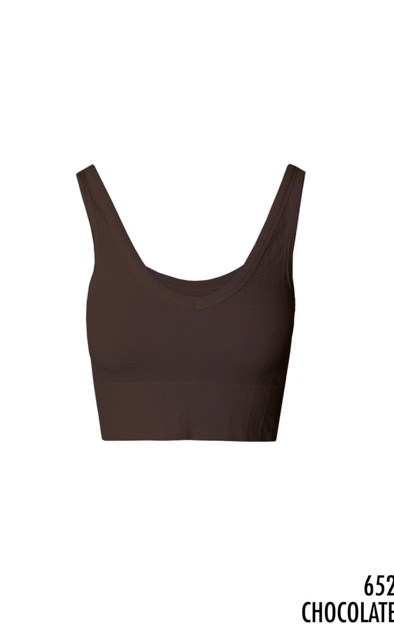 Niki Biki - Reversible Herringbone Croped Tank - Chocolate