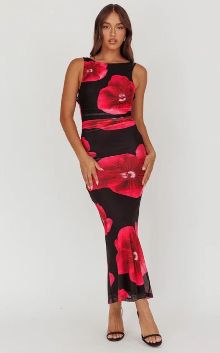 One and Only Collective- Floral Ruched Maxi Dress - DRESS