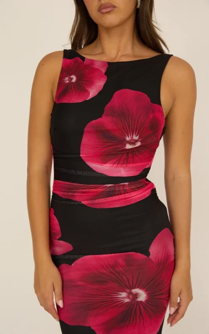 One and Only Collective- Floral Ruched Maxi Dress - DRESS