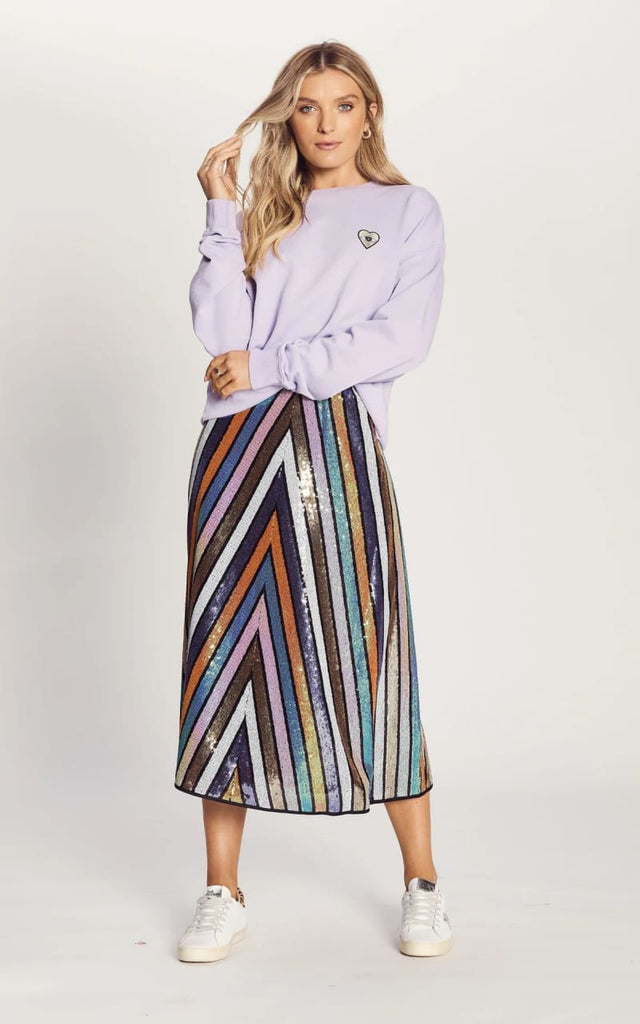 We Are The Others - Chevron Sequin Skirt In Rainbow Multi