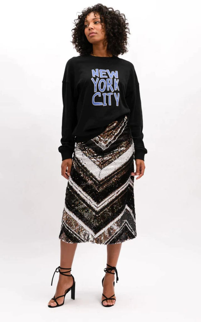 We Are The Others - Zana Sequin Skirt in Silver Lines
