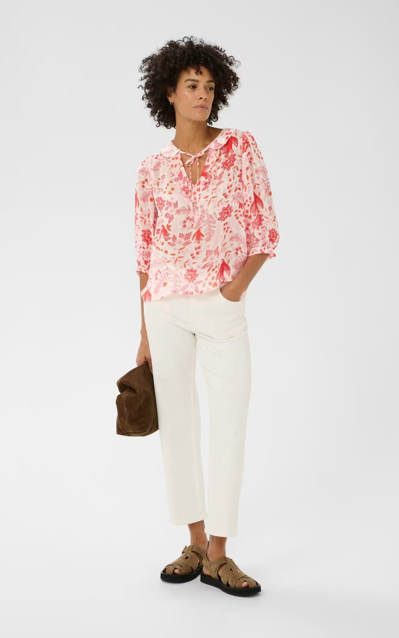 Part Two- Alvia Blouse in Poppy Red Bird - Blouses & Tops