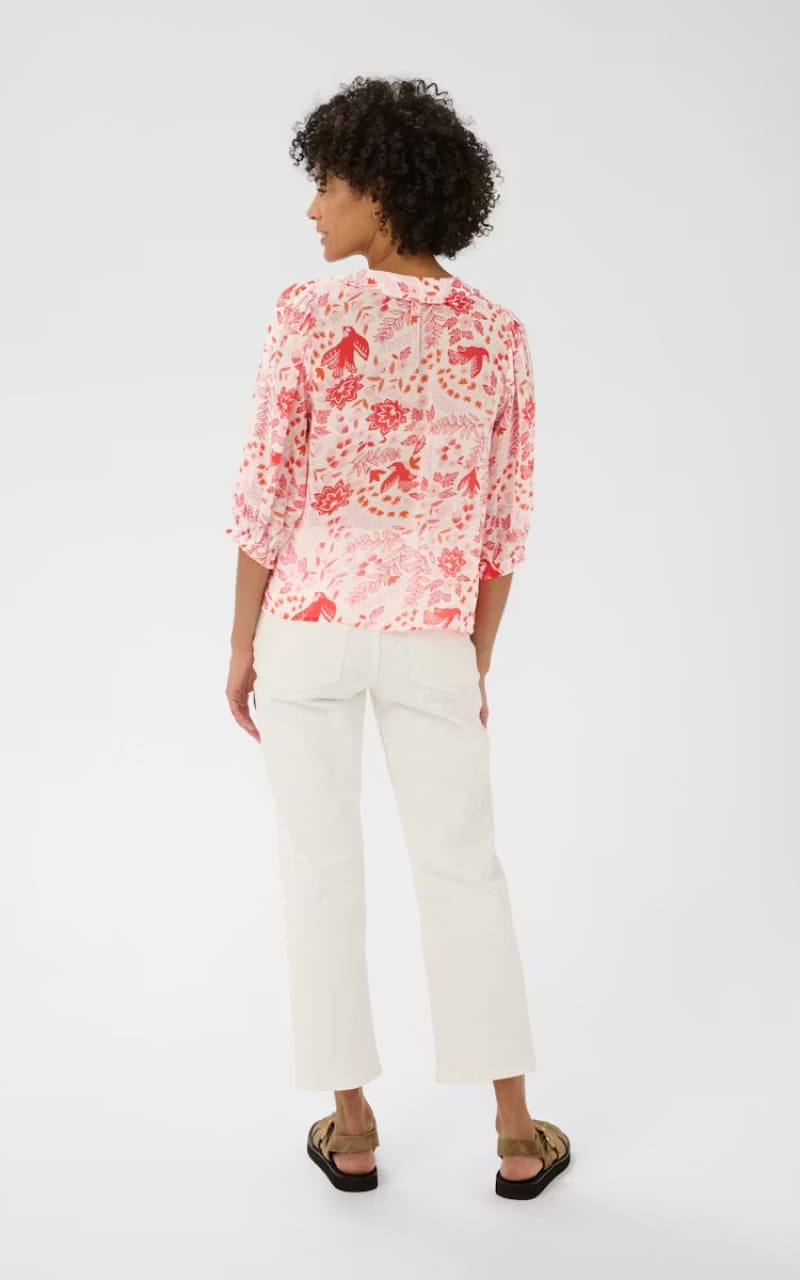 Part Two- Alvia Blouse in Poppy Red Bird - Blouses & Tops