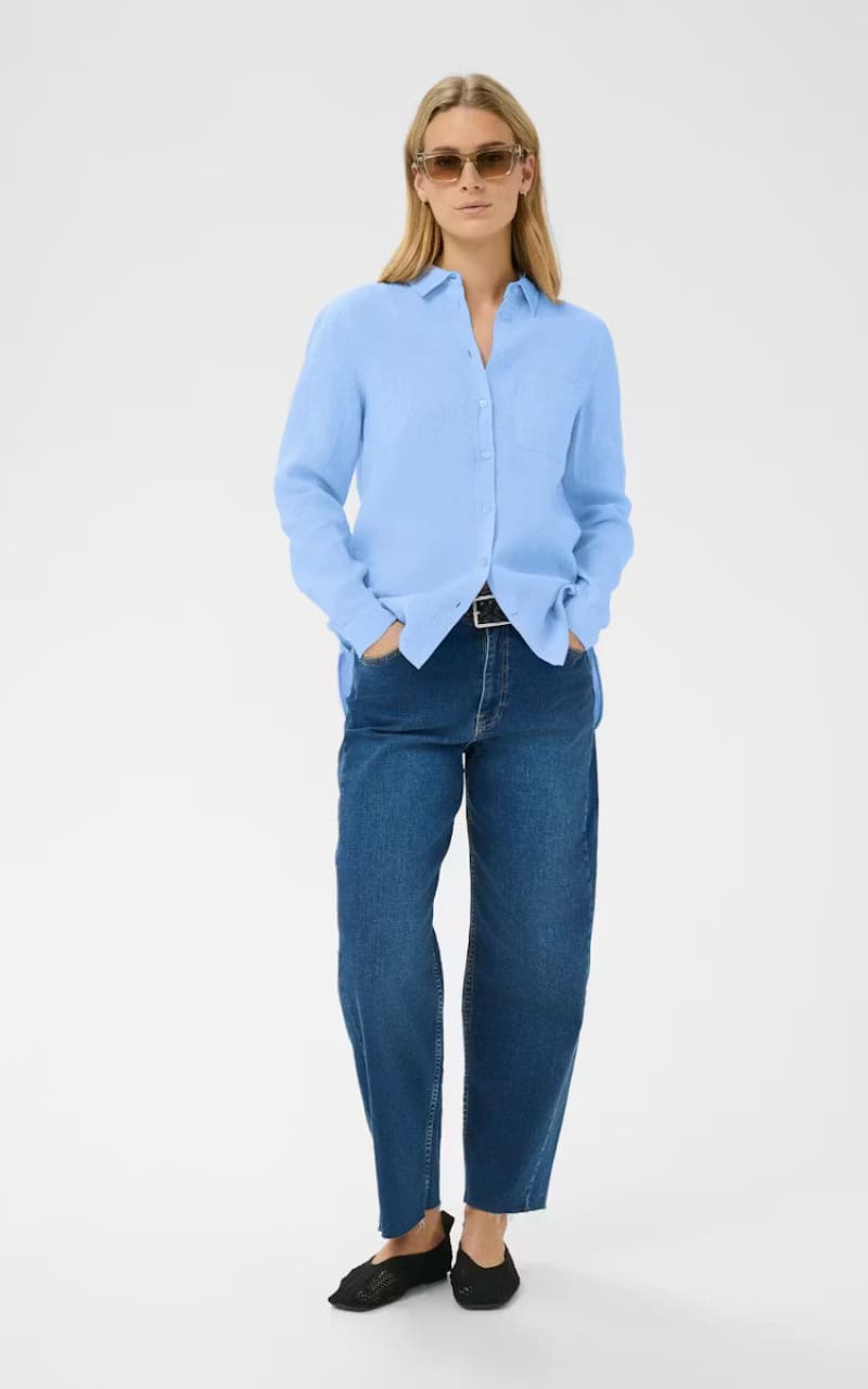 Part Two- Kivas Linen Blouse in Serenity - Blouses & Tops