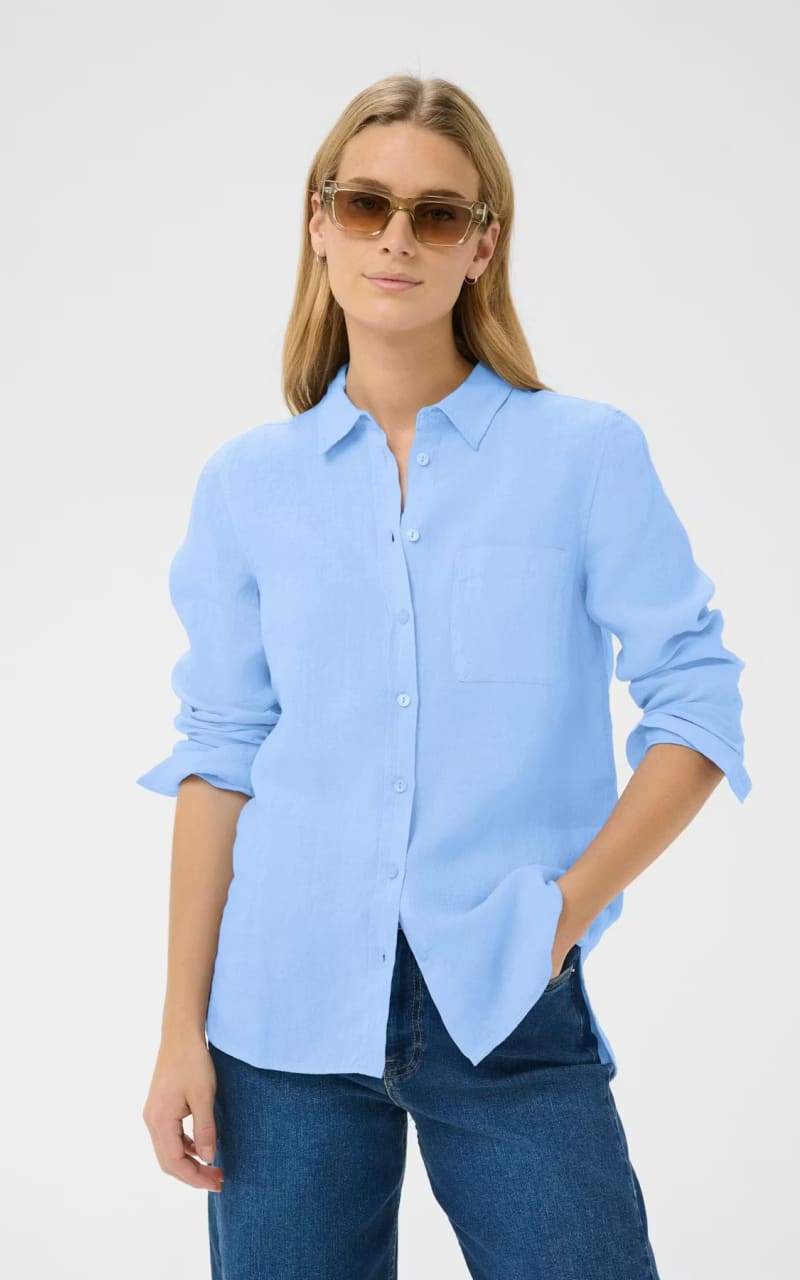 Part Two- Kivas Linen Blouse in Serenity - Blouses & Tops