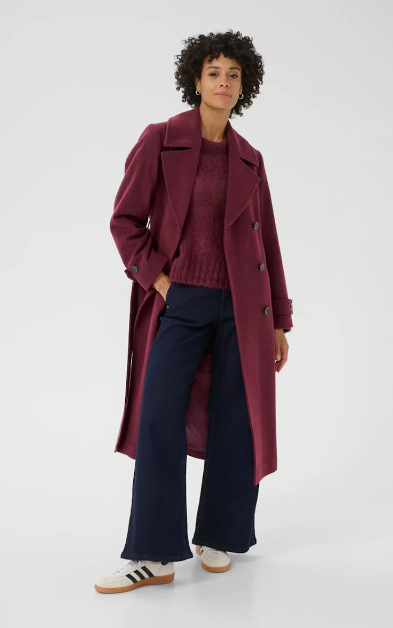 Part Two- Synne Wool Coat in Tawny Port Melange - Outerwear
