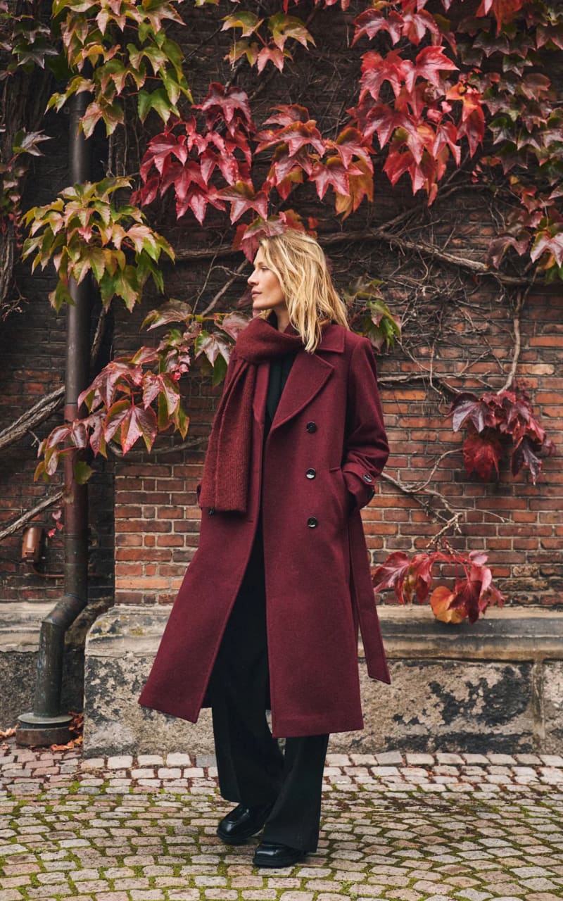Part Two- Synne Wool Coat in Tawny Port Melange - Outerwear