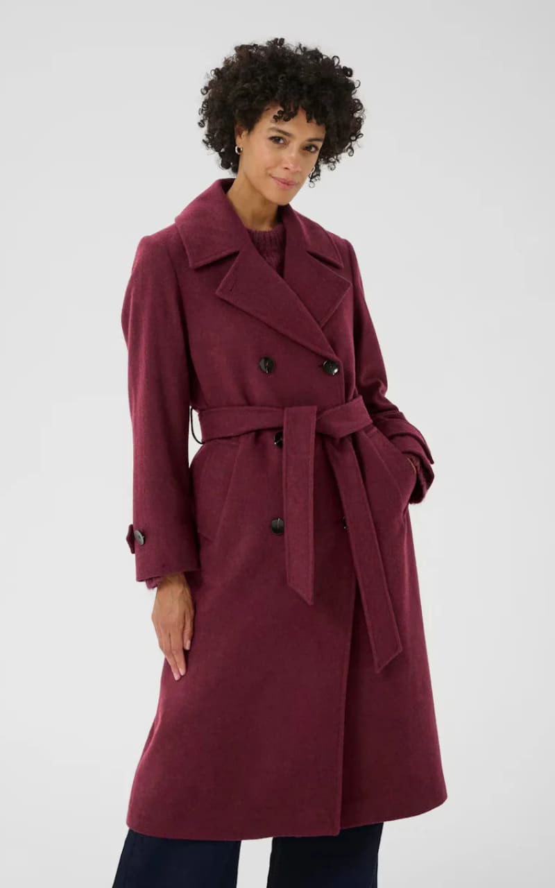 Part Two- Synne Wool Coat in Tawny Port Melange - Outerwear