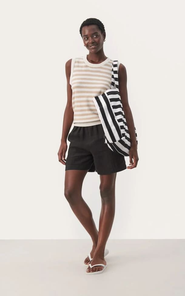 Part Two- Gunette Stripe Knit Tank Top - Shirts & Tops