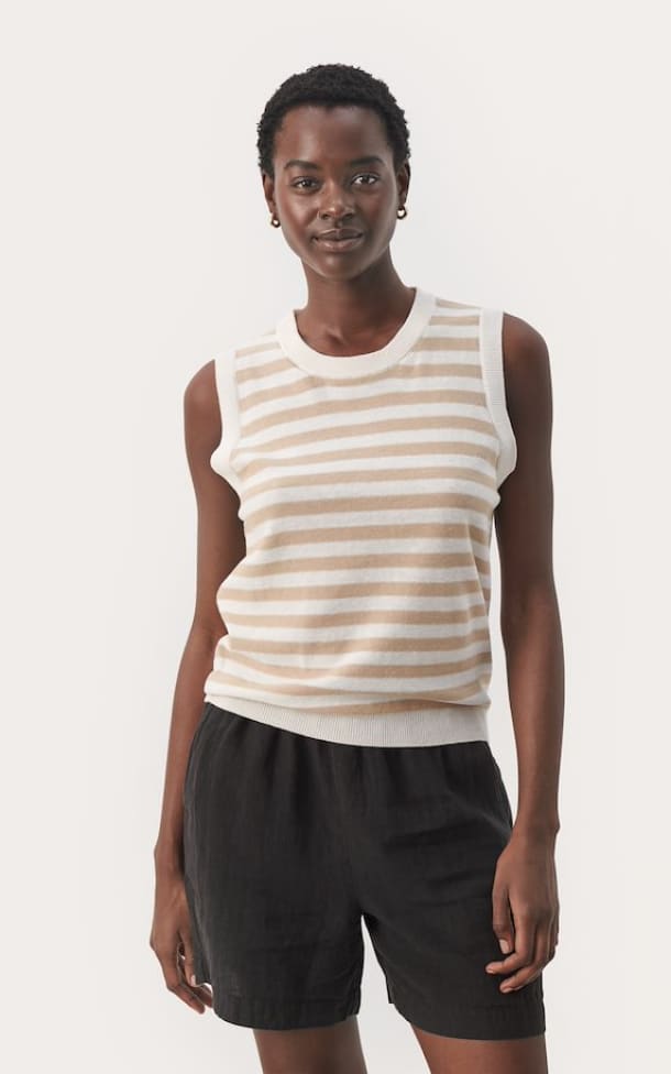 Part Two- Gunette Stripe Knit Tank Top - Shirts & Tops