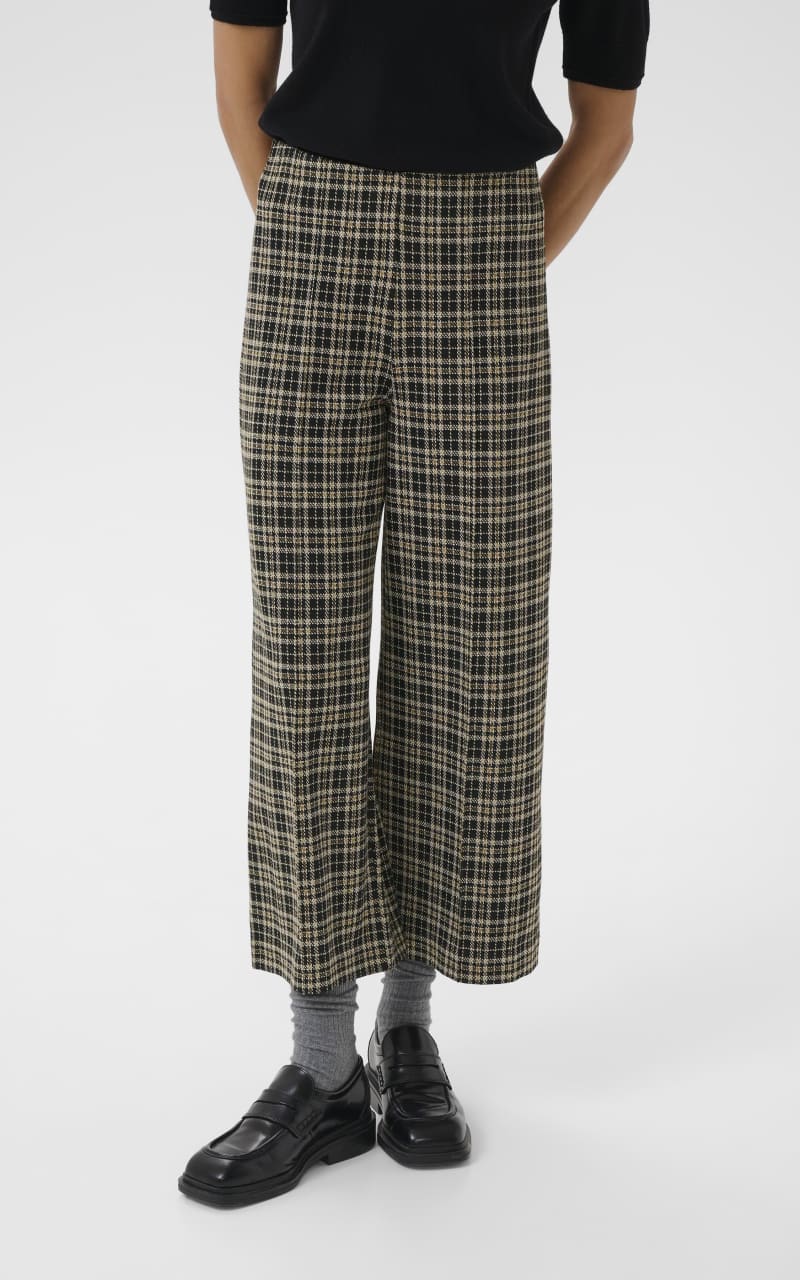 Part Two- Ilisan Cropped Pant - Dark Navy Check / XS