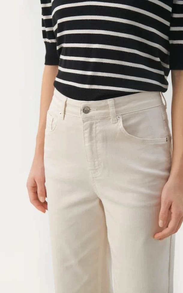 Part Two - Judy High Rise Straight Leg Crop Jeans In Sand