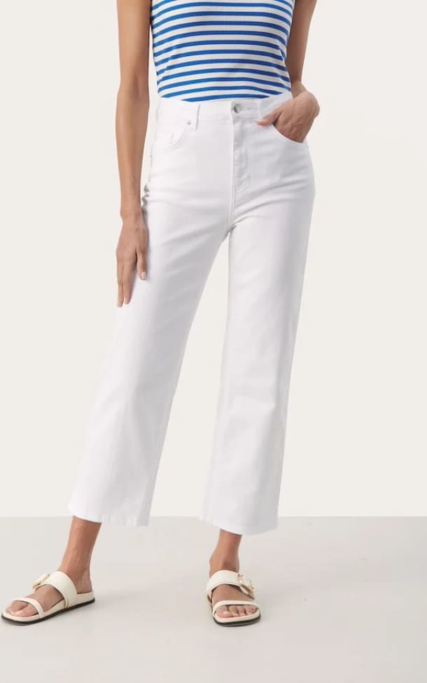 Part Two - Judy High Rise Straight Leg Crop Jeans In White