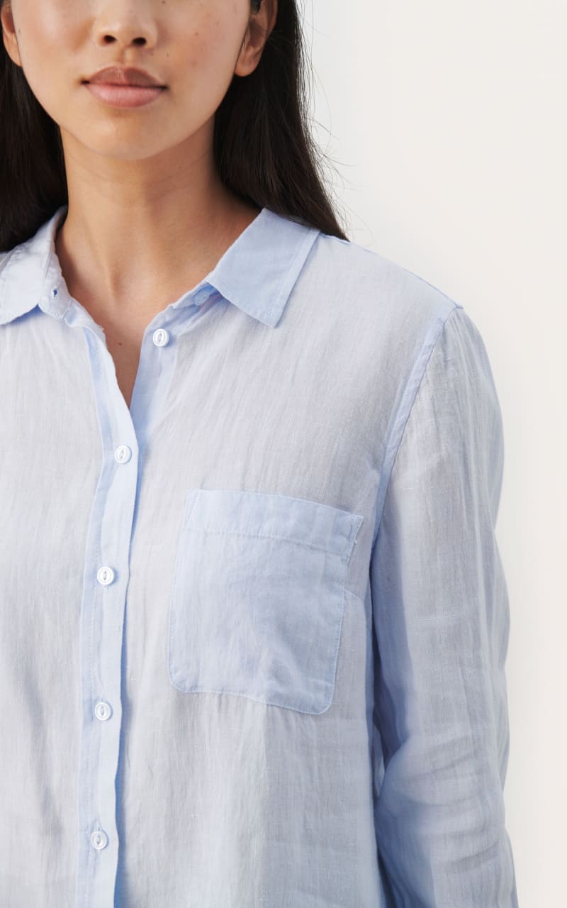 Part Two- Kivas Linen Blouse in Heather Blue