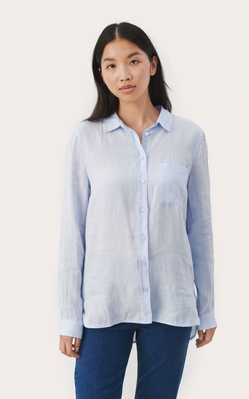 Part Two- Kivas Linen Blouse in Heather Blue