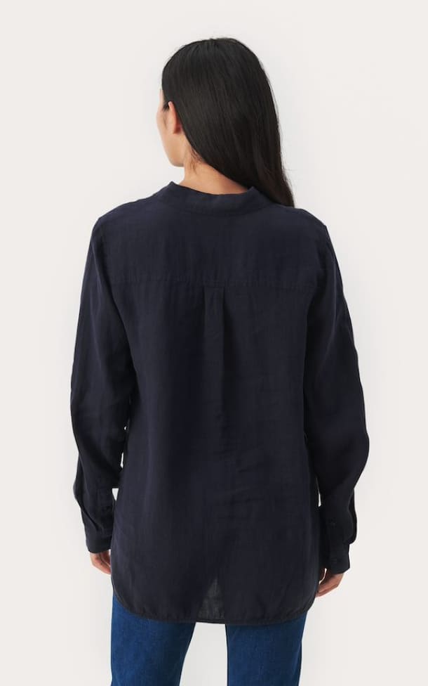 Part Two- Kivas Linen Shirt in Night Sky Navy - Shirts &