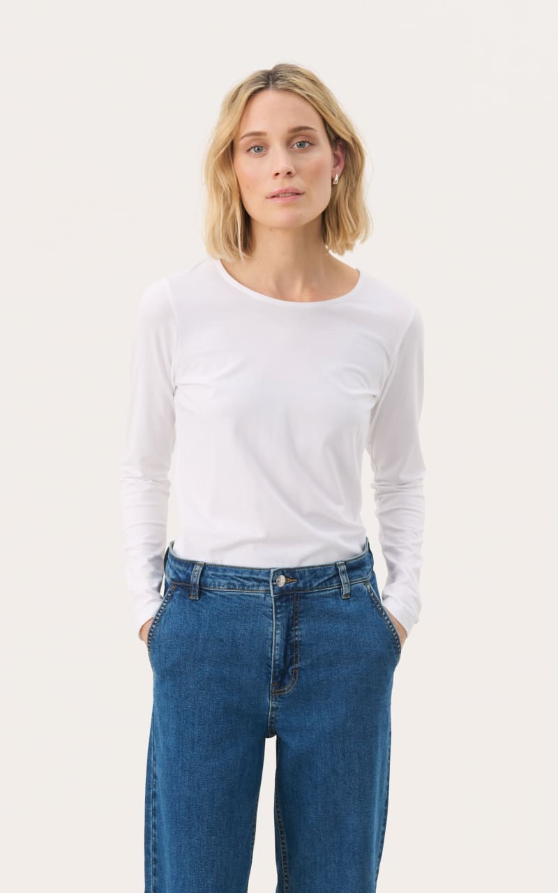 Part Two- Nemajas Long Sleeve T-Shirt - Bright White / XS