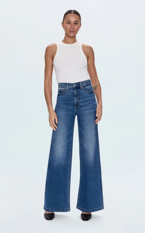 Pistola- Lana High Rise Ultra Wide Leg Jean in Soho - denim
