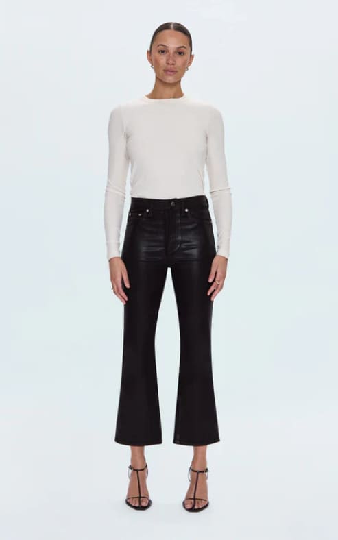 Pistola- Lennon High Rise Crop Boot in Coated Mocha - denim