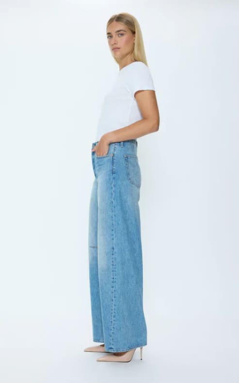 Pistola- Sydney High Rise Bowed Leg Wide in Hazy - denim