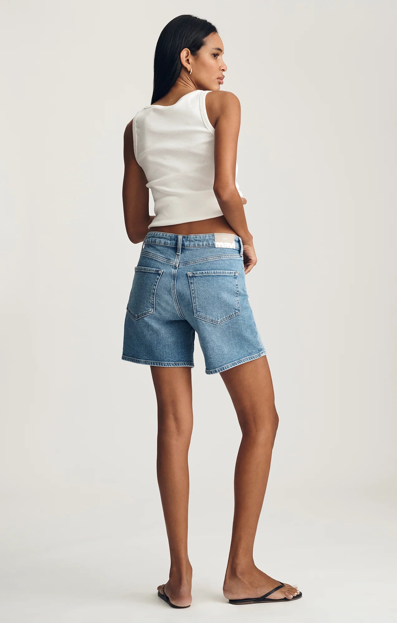 Mavi- Heidi High Rise Long Shorts in Light Brushed Classic Blue