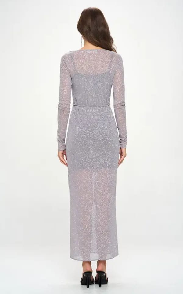 Renee C - Mesh Glitter Dress with Lining - dress