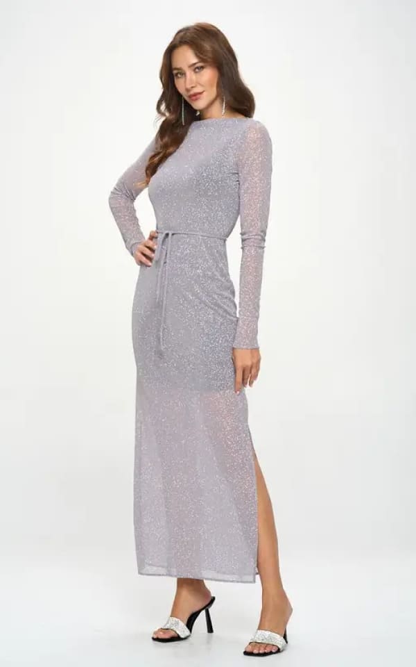 Renee C - Mesh Glitter Dress with Lining - dress