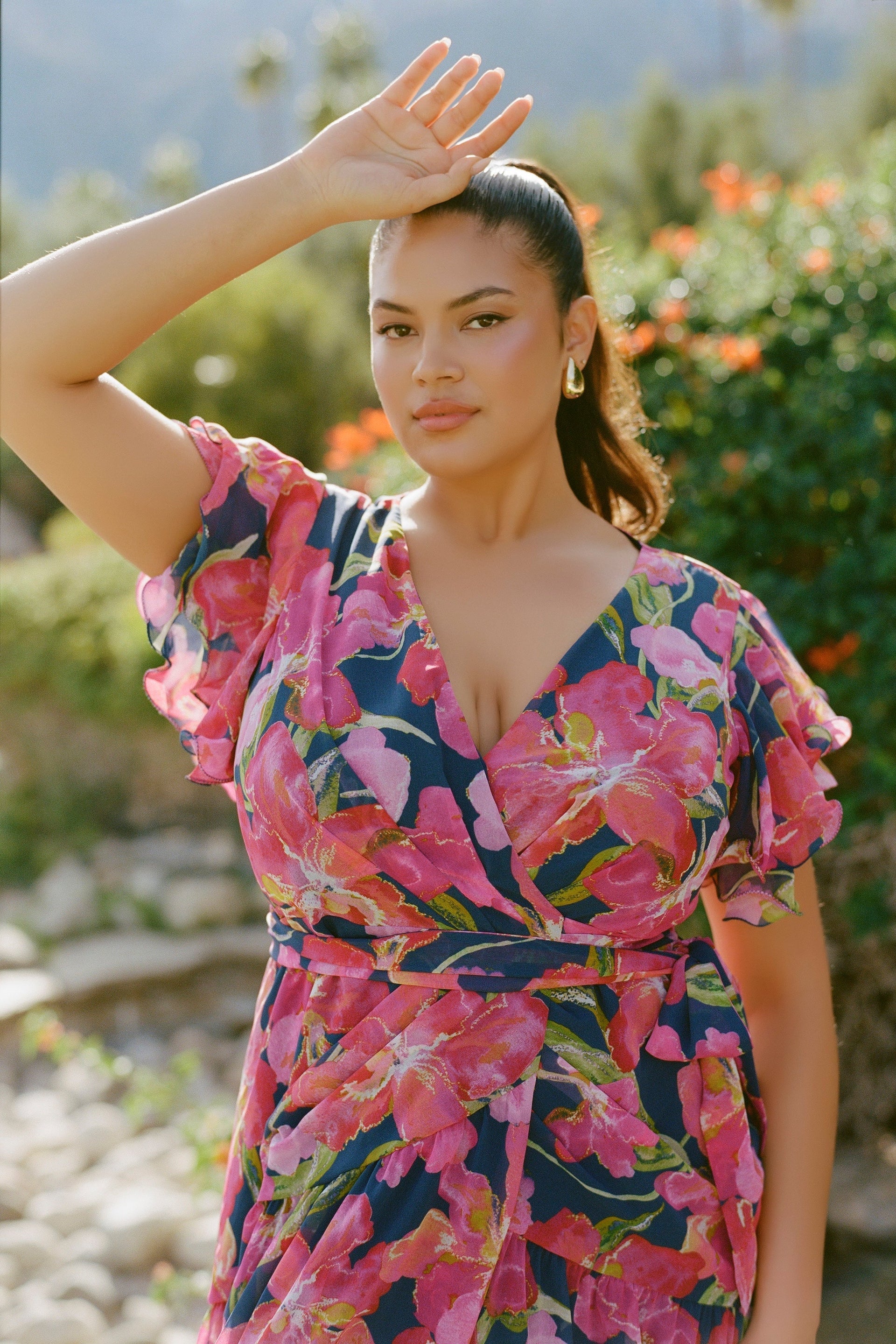 Hutch - Zola Dress in Navy Watercolor Vivid Orchids