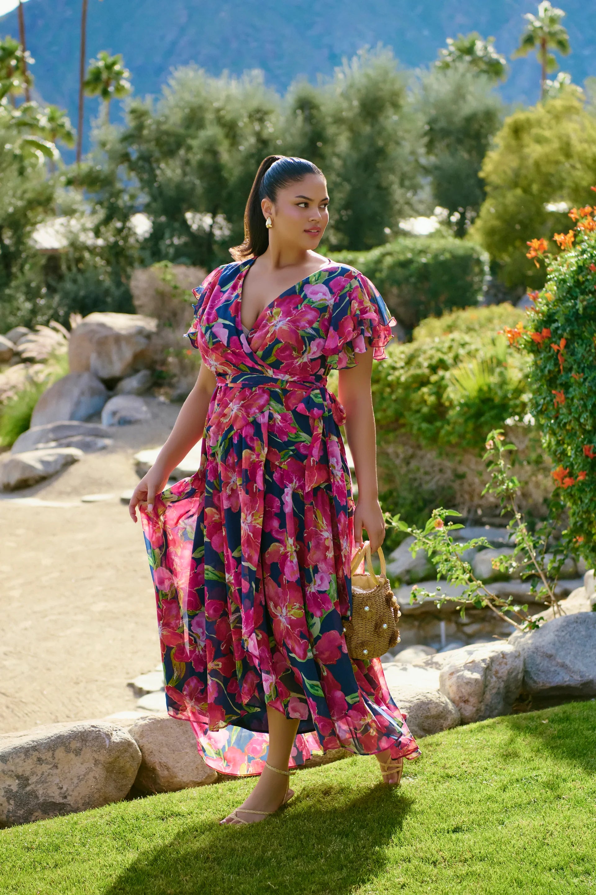 Hutch - Zola Dress in Navy Watercolor Vivid Orchids