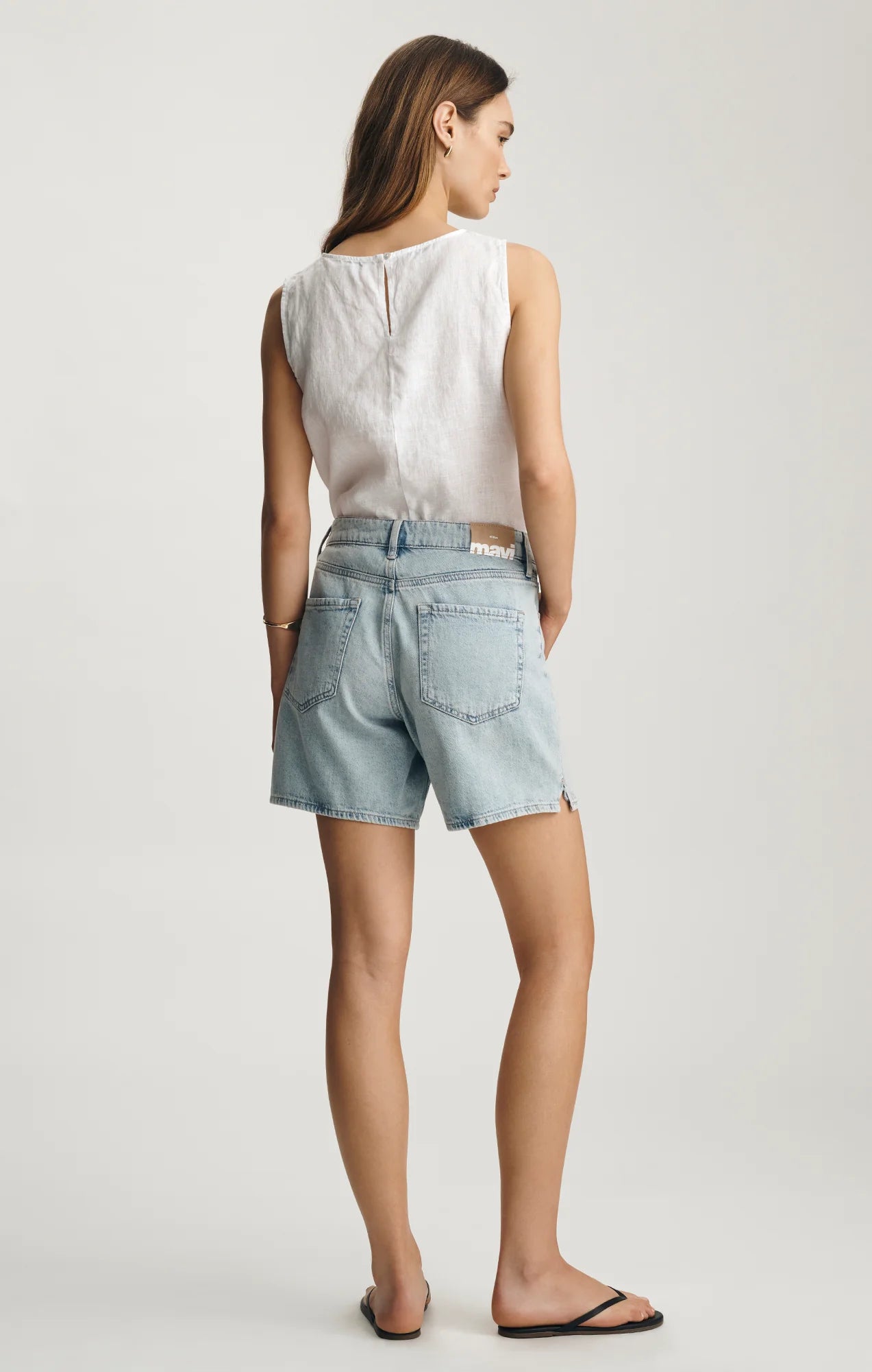 Mavi- Nella High Rise Relaxed Shorts in Bleached Linen Denim