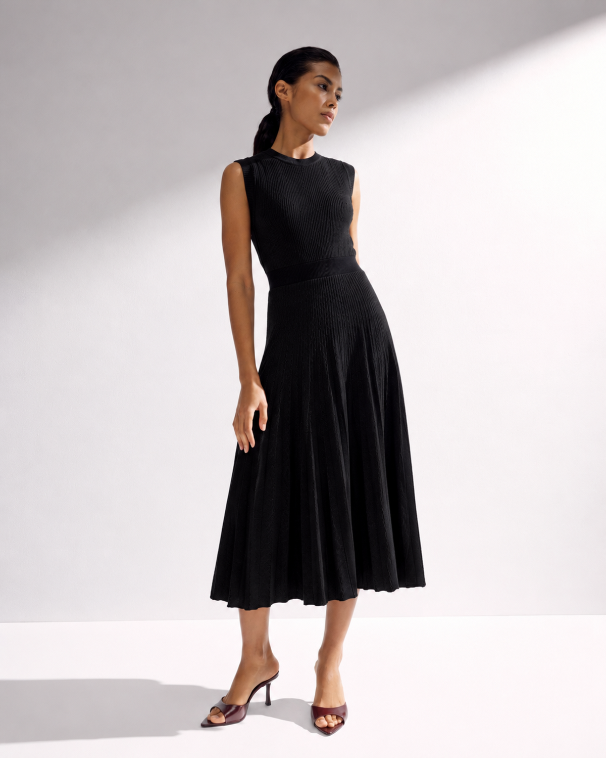 25 UNION- Estel Knitted Midi Dress in Black