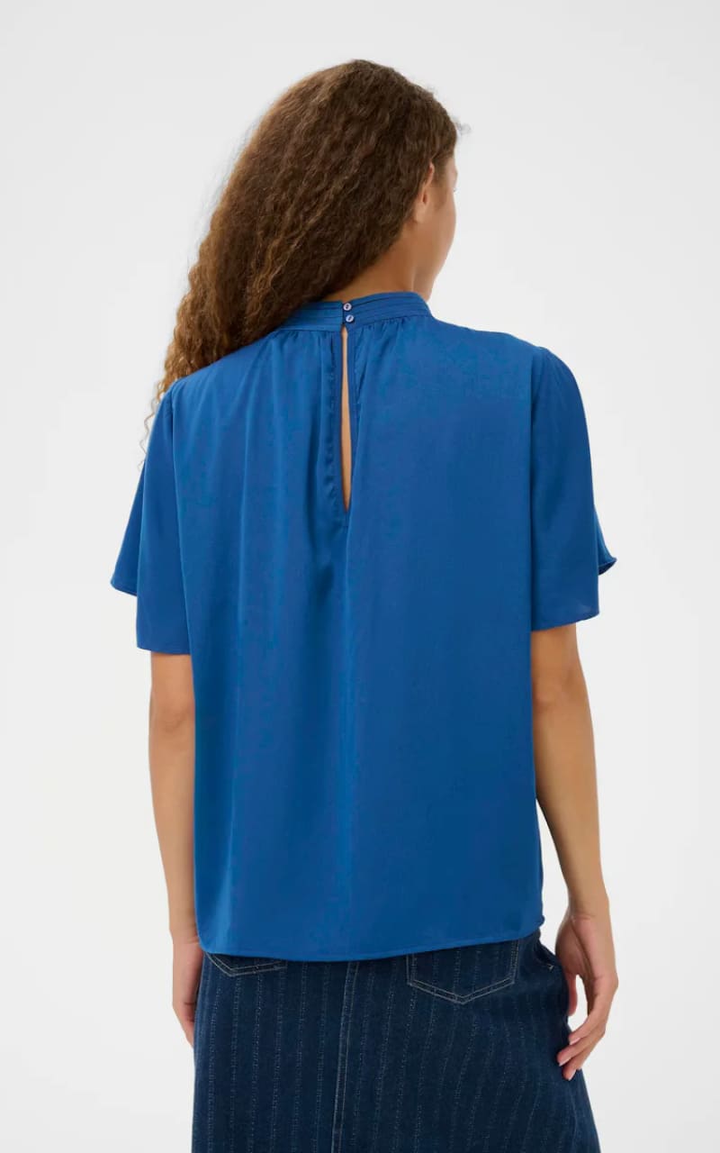 Saint Tropez- Aileen Flared Blouse in Navy Peony - Blouses