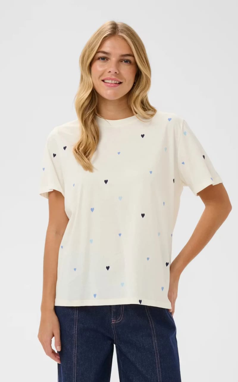Saint Tropez- Johanna T-Shirt in Ice Blue Multi Hearts