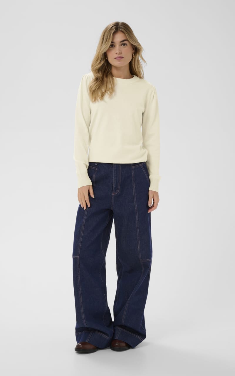 Saint Tropez- Mila Long Sleeve Sweater in Seedpearl Melange