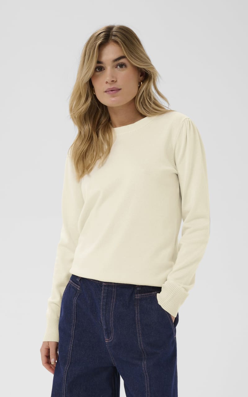 Saint Tropez- Mila Long Sleeve Sweater in Seedpearl Melange