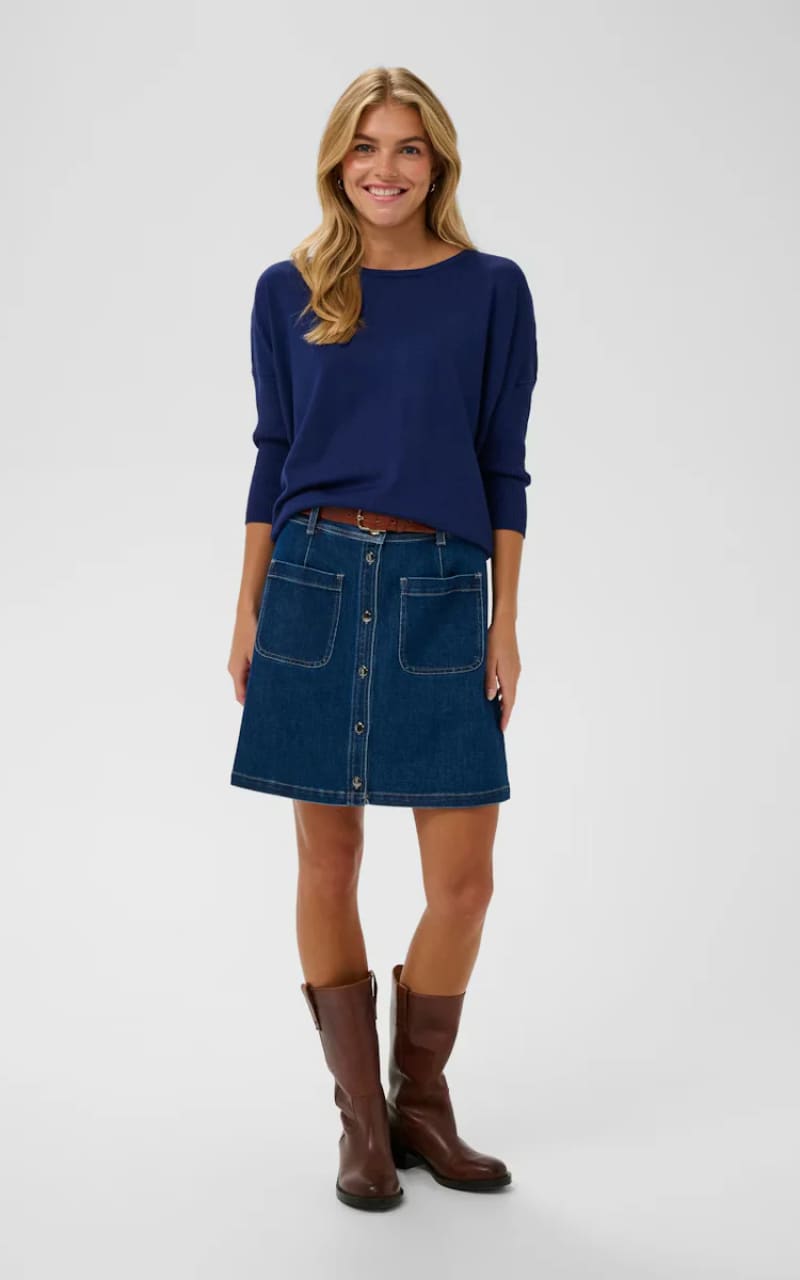 Saint Tropez- Mila Round Neck Pullover - Navy Peony / XS