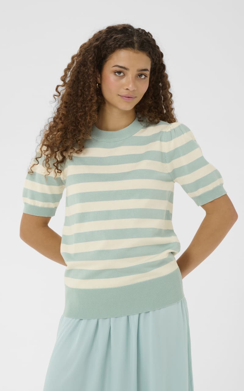 Saint Tropez- Mila Short Sleeve Stripe Sweater - Ether