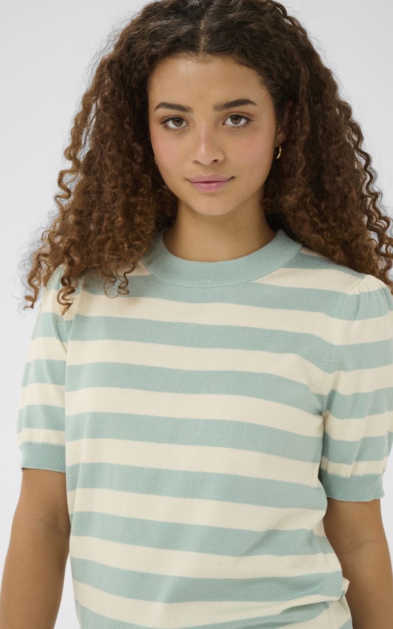 Saint Tropez- Mila Short Sleeve Stripe Sweater - SWEATER &