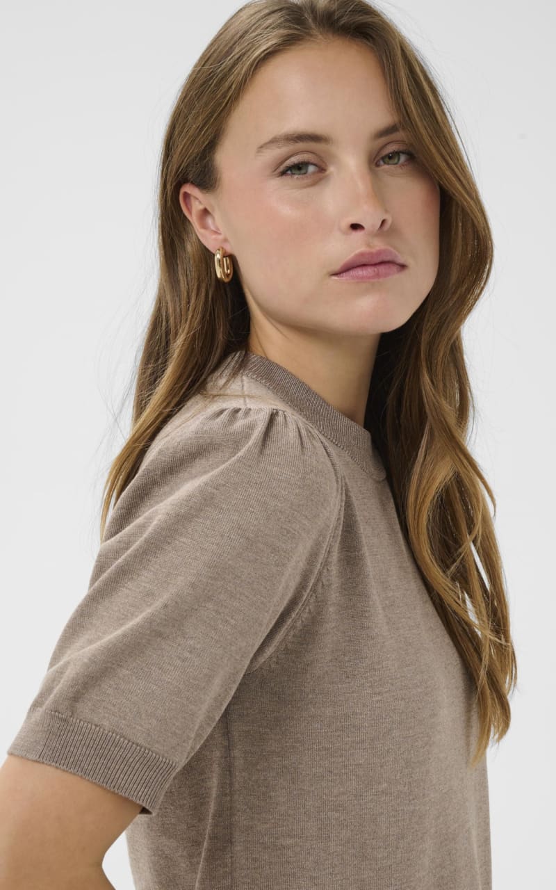 Saint Tropez- Mila Short Sleeve Sweater in Atmos Melange