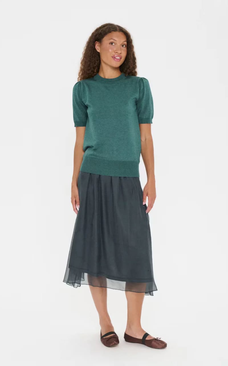 Saint Tropez- Mila Short Sleeve Sweater in June Bug Melange