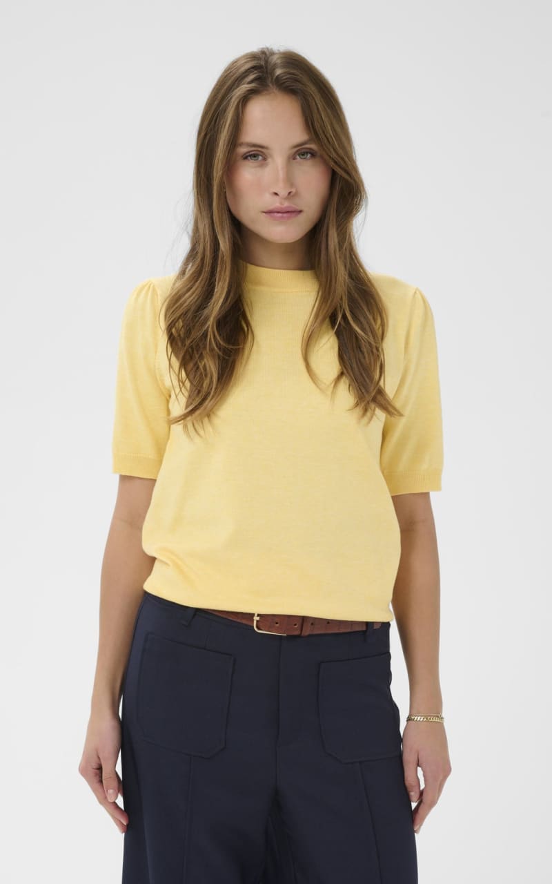 Saint Tropez- Mila Short Sleeve Sweater in Lemon Drop